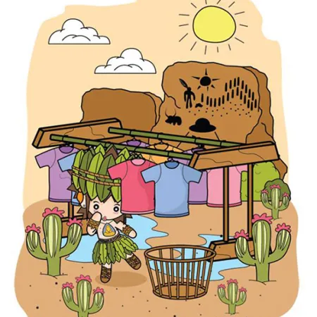 ห้ามคนคล้องพระเดินลอดราวตากผ้า